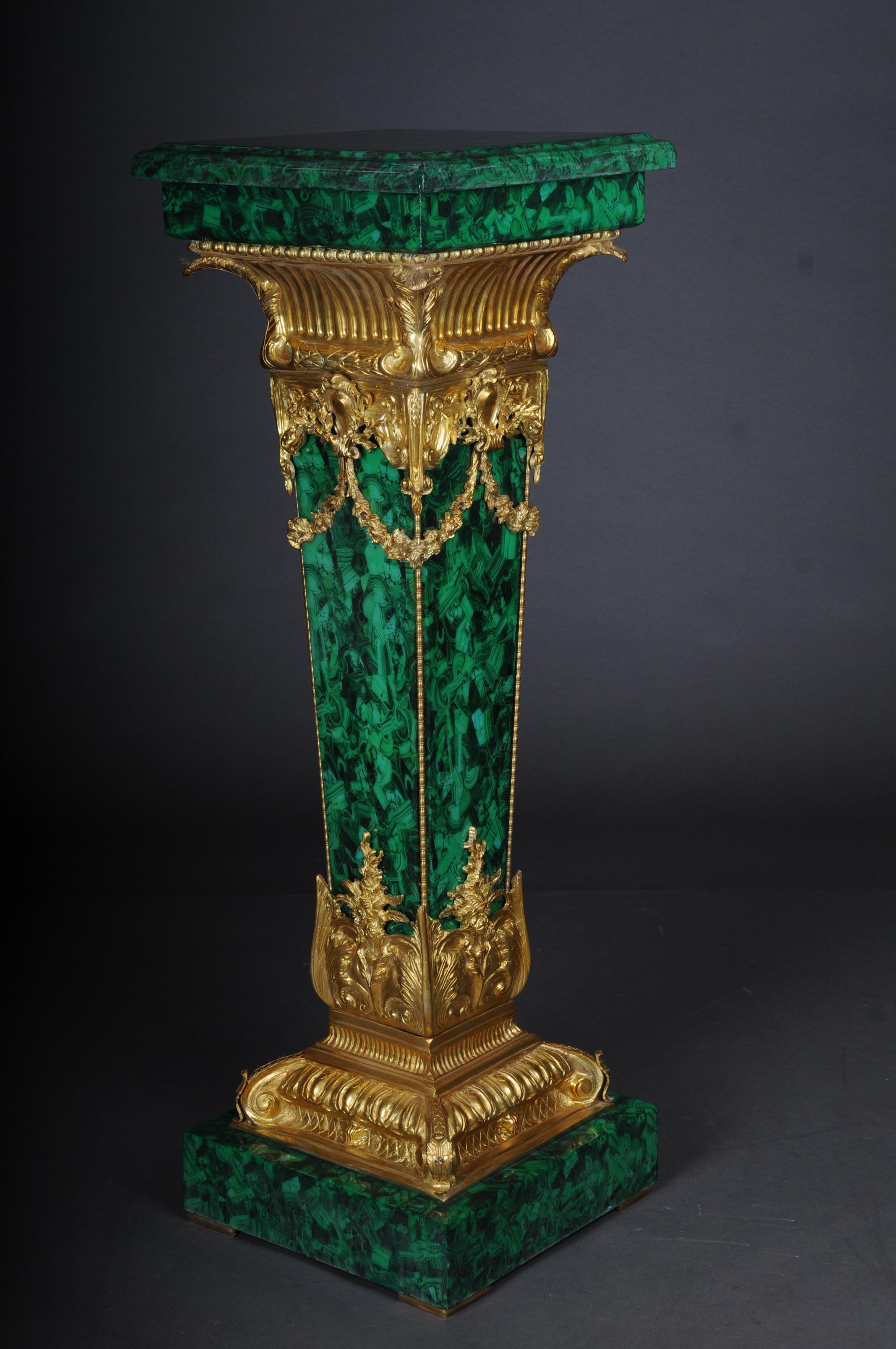 Majestätische Marmorsäule mit Malachitbronze, Napoleon III.-Stil (Gemalt) im Angebot