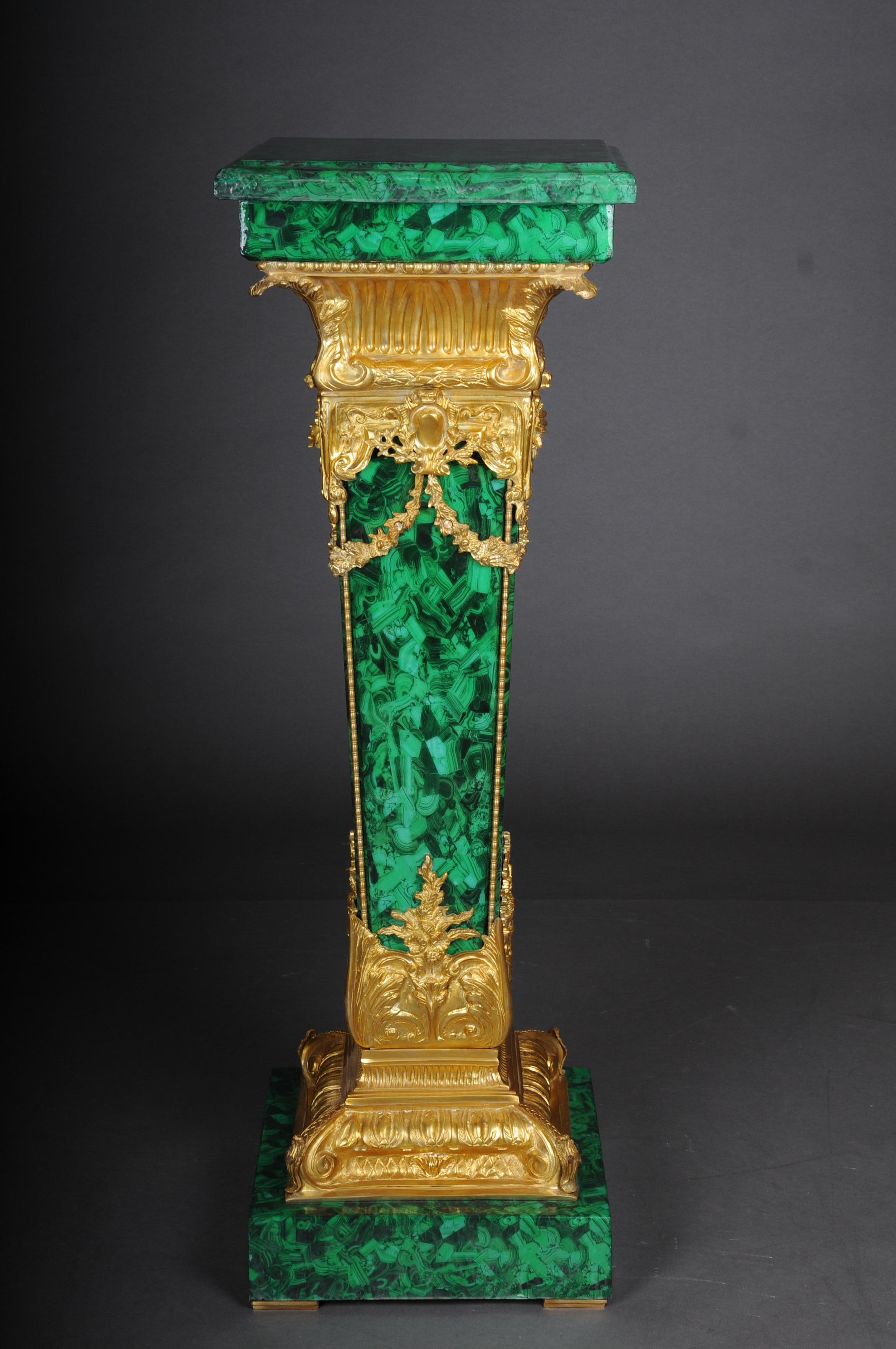 Majestätische Marmorsäule mit Malachitbronze, Napoleon III.-Stil im Angebot 1