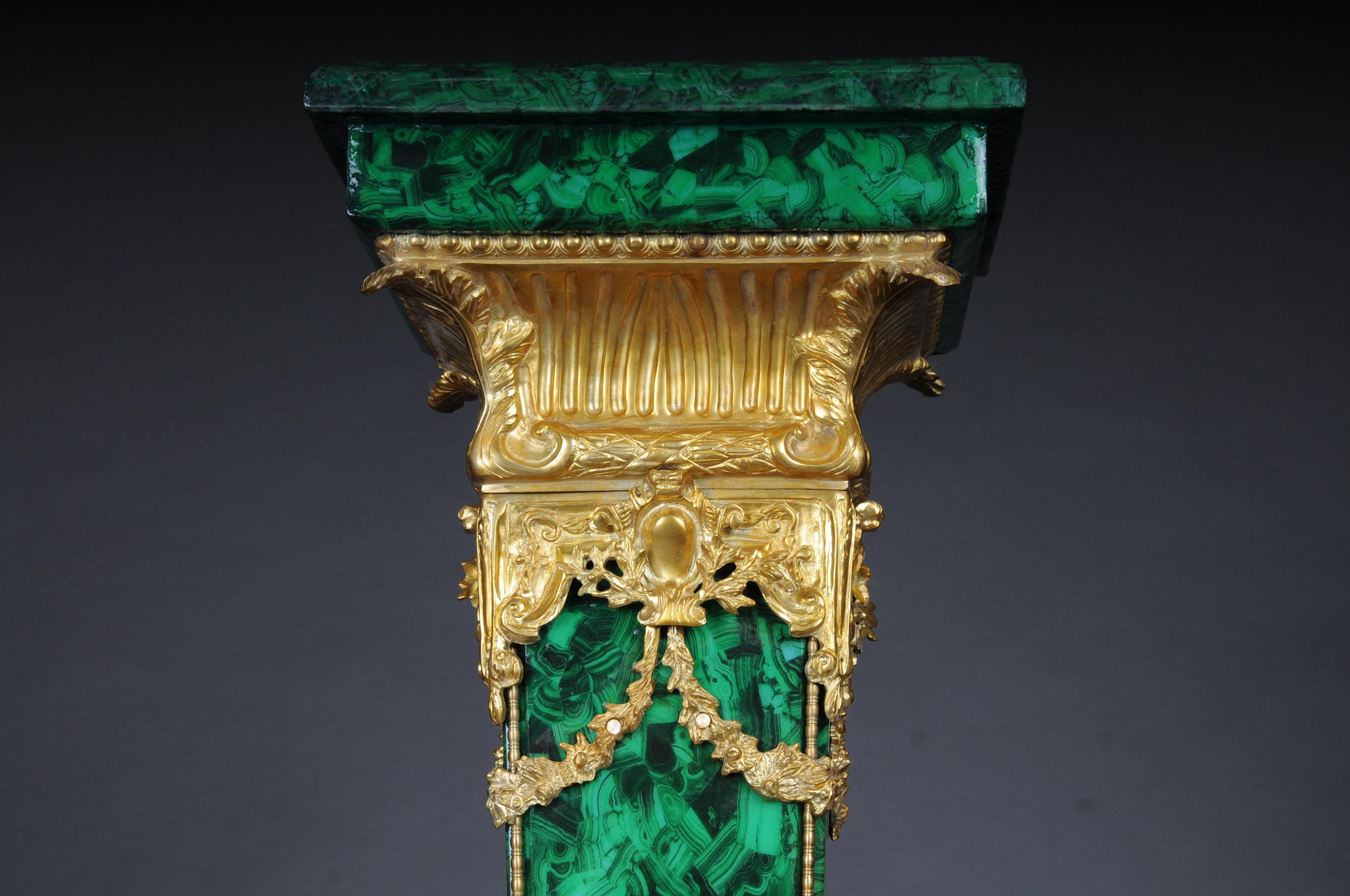 Majestic Marble Column with Malachite Bronze, Napoleon III For Sale 1