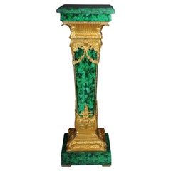 Majestätische Marmorsäule mit Malachitbronze, Napoleon III.-Stil