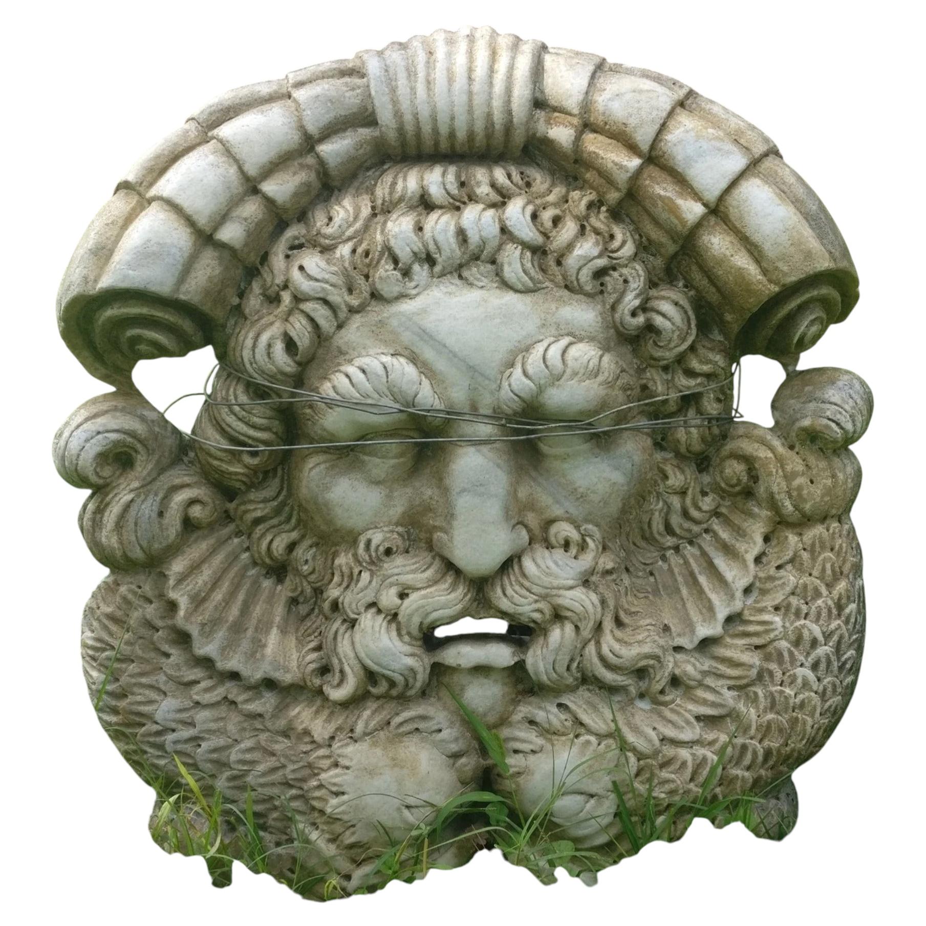 Majestic Marble Mask depicting Neptune, 19th century