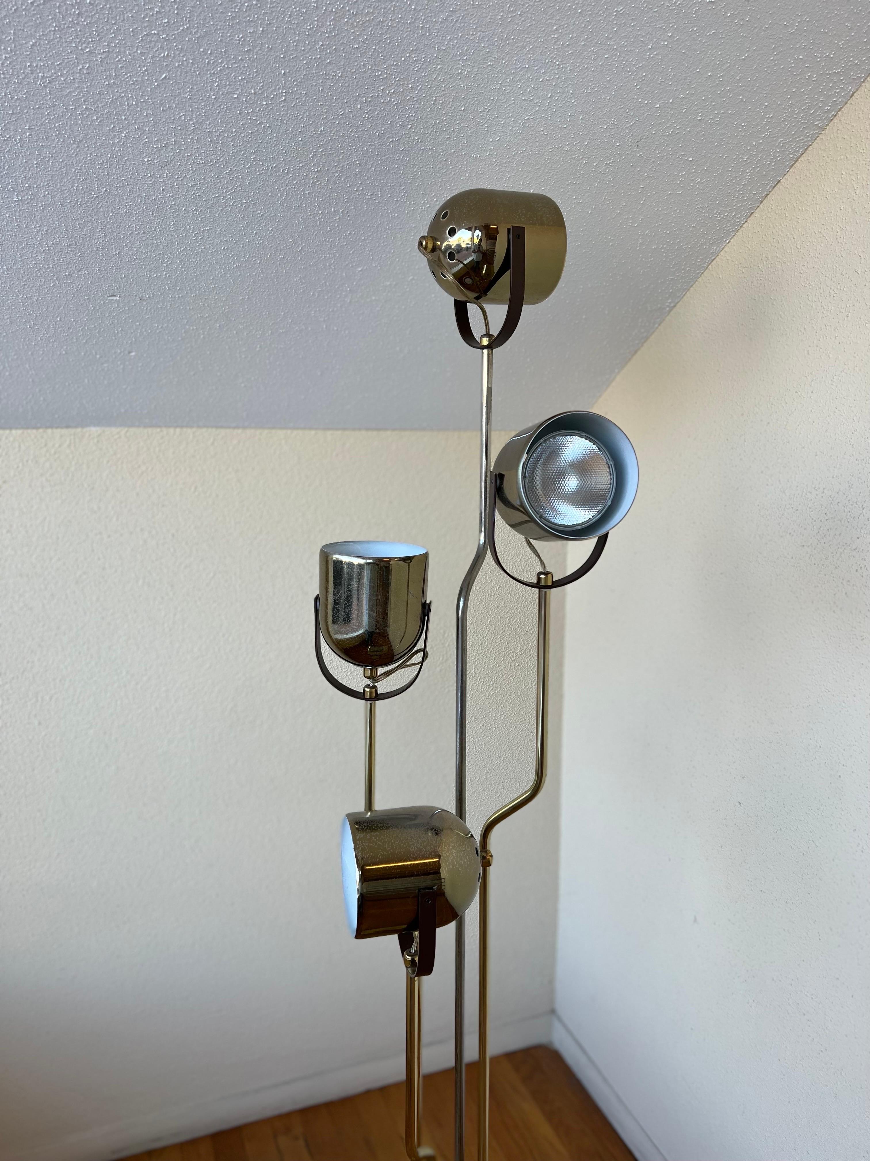 20th Century Majestic Multidirectional Goffredo Reggiani Space Age Brass Floor Lamp
