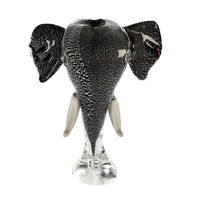 Murano Art Glass Elephant Head Sculpture Estate Find at 1stDibs