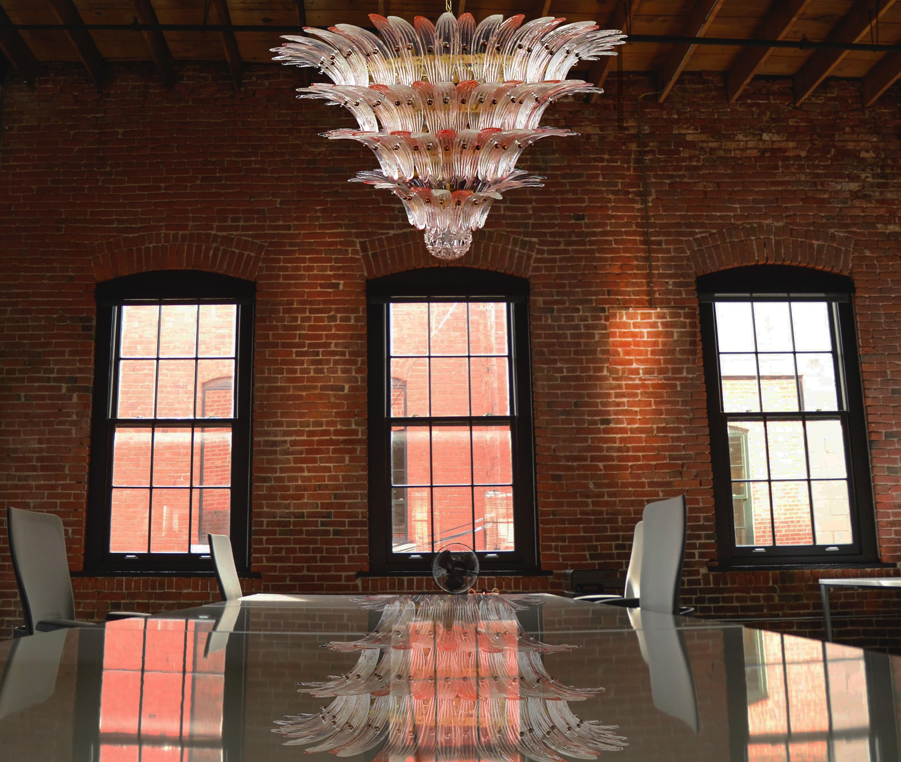 Italian Majestic Murano Chandelier Pink and Ice Glasses