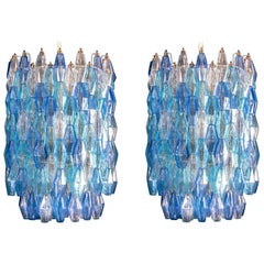 Majestic Murano Glass Sapphire Colored Poliedri Chandelier