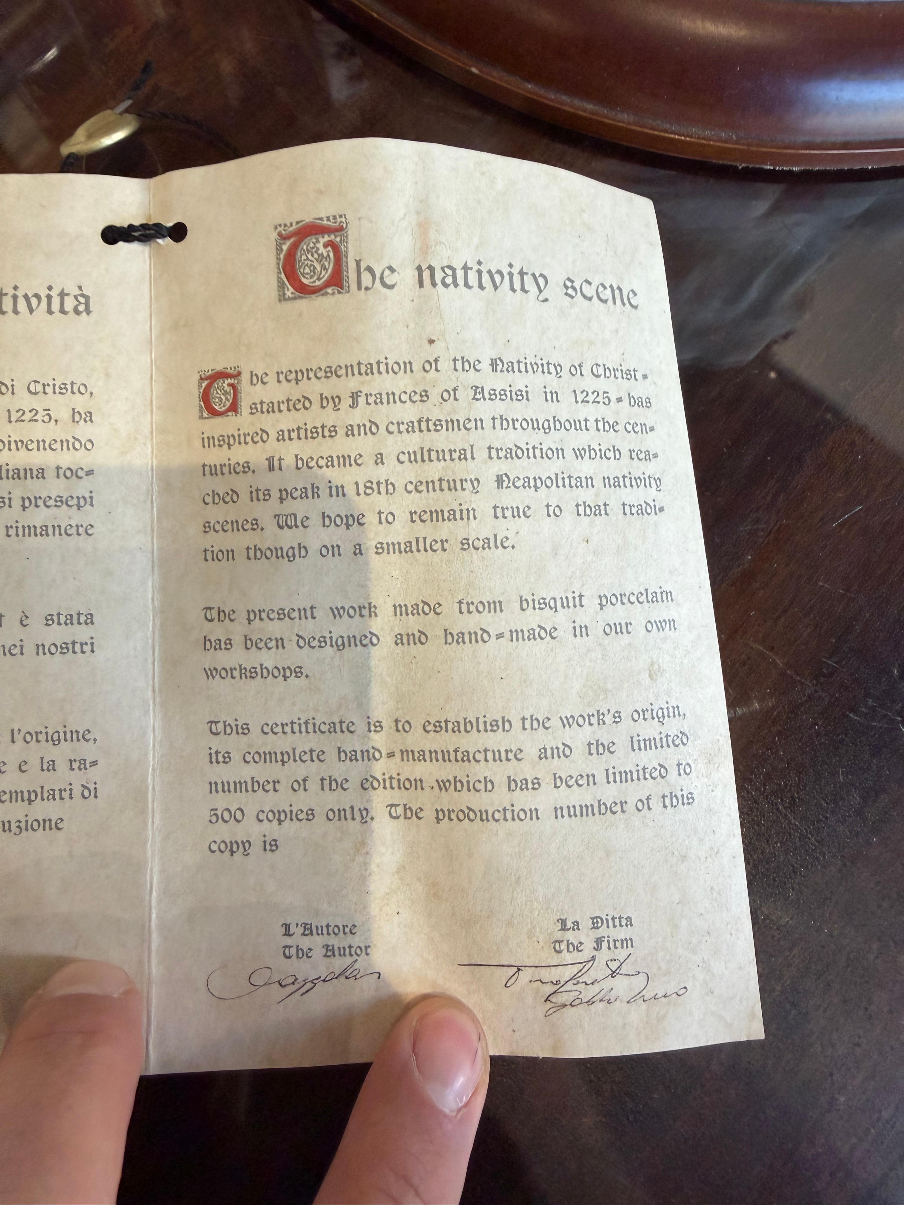 Nativité Majestic, porcelaine de Capodimonte, pièce numérotée 383 sur 500, années 1990 en vente 12