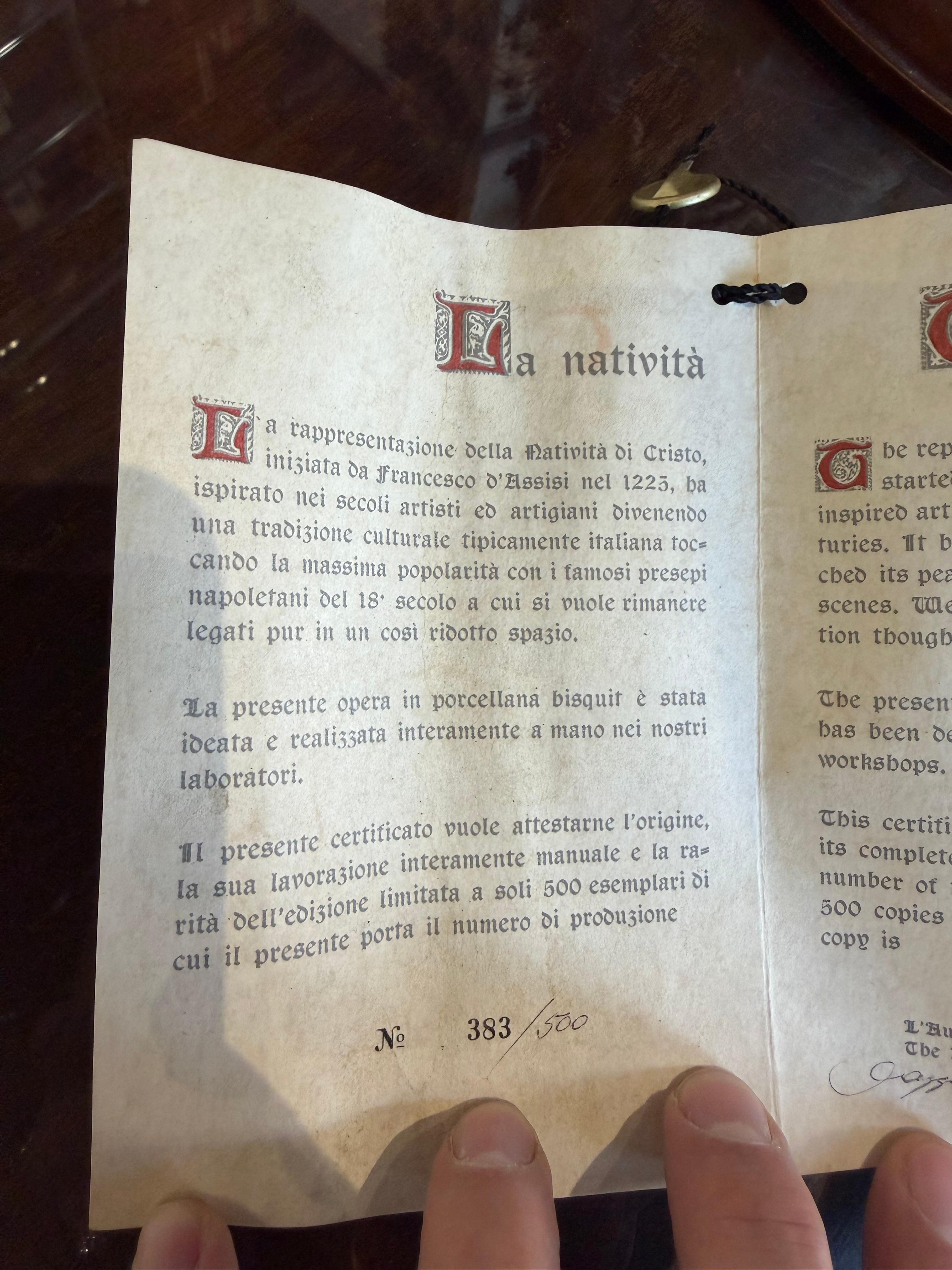 Nativité Majestic, porcelaine de Capodimonte, pièce numérotée 383 sur 500, années 1990 en vente 13