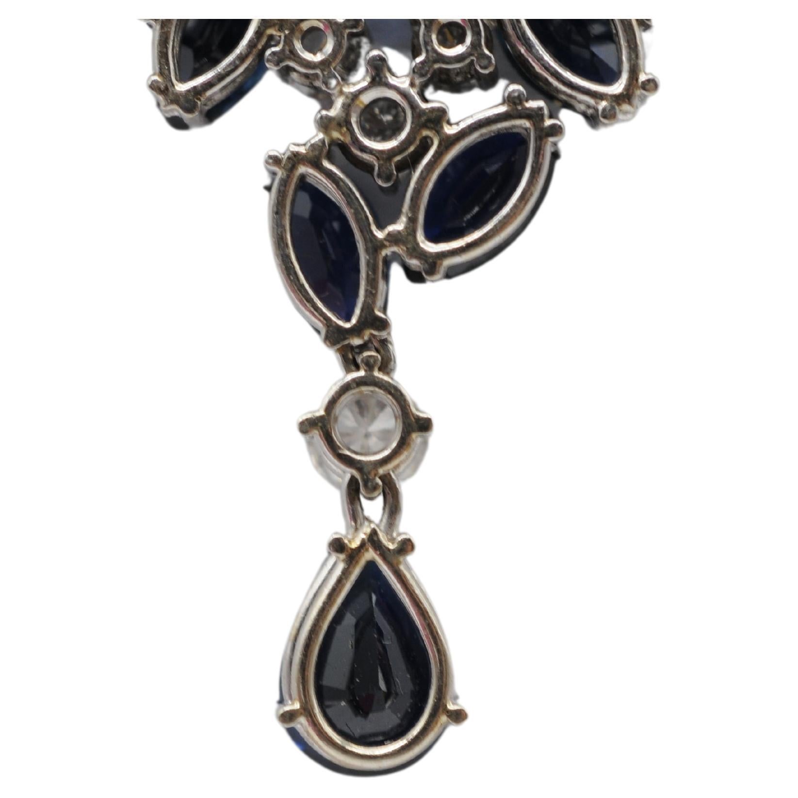 Collana Majestic con diamanti e zaffiro in oro bianco 14 carati in vendita 8