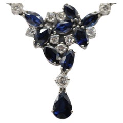 Majestic Necklace with diamonds and sapphire in 14k white gold