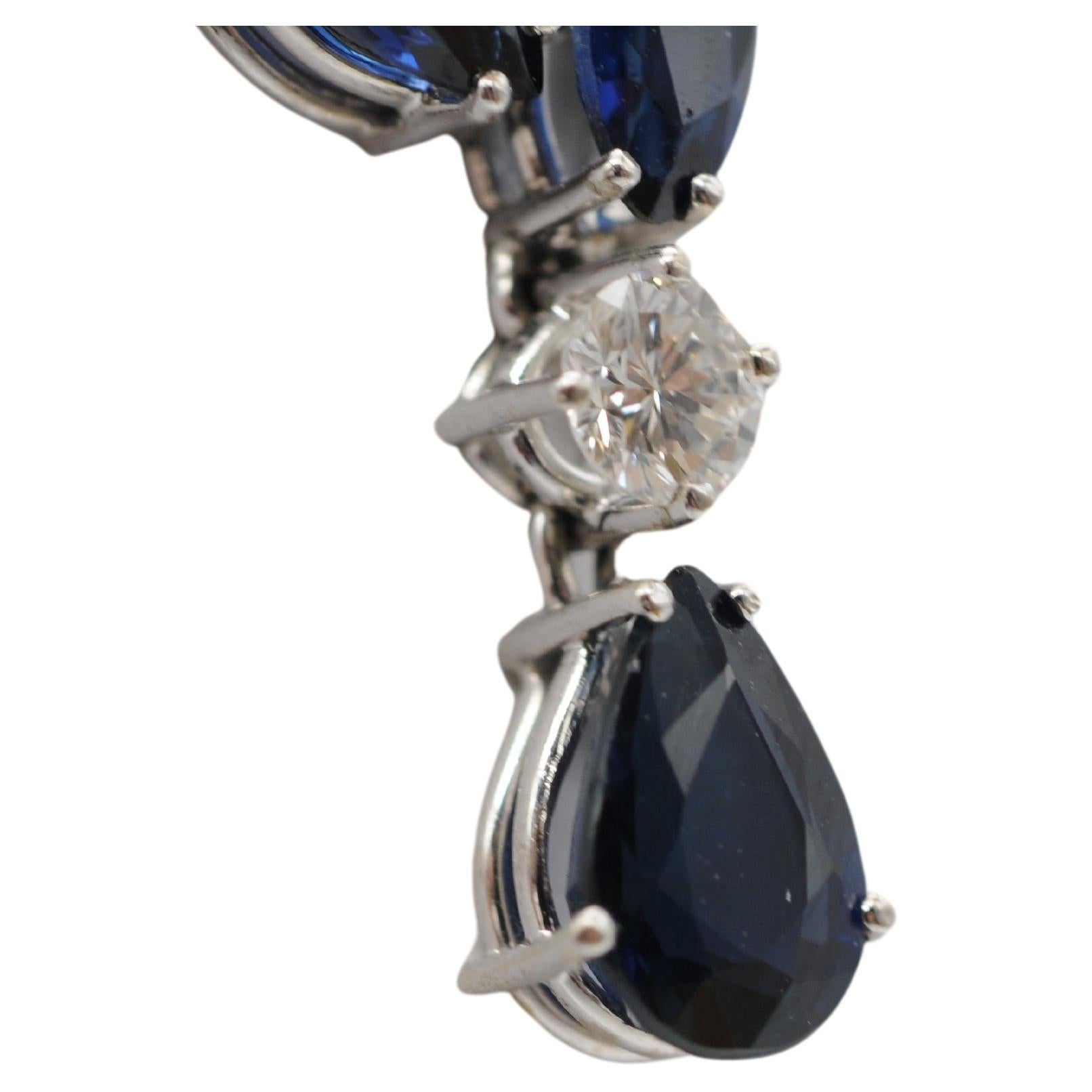 Collana Majestic con diamanti e zaffiro in oro bianco 14 carati in vendita 3