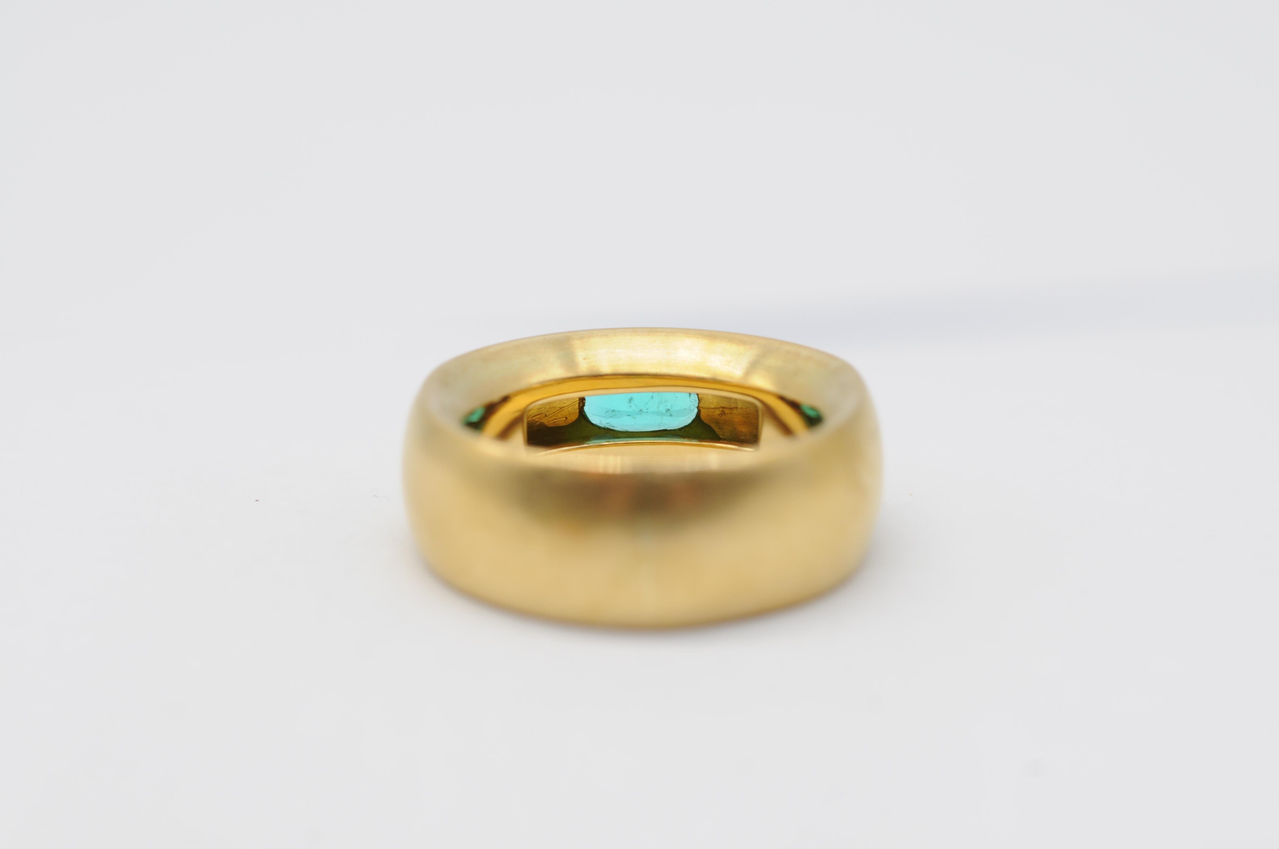 Majestic noble Emerald gold ring with diamonds in 21k Gold (900er) For Sale 9