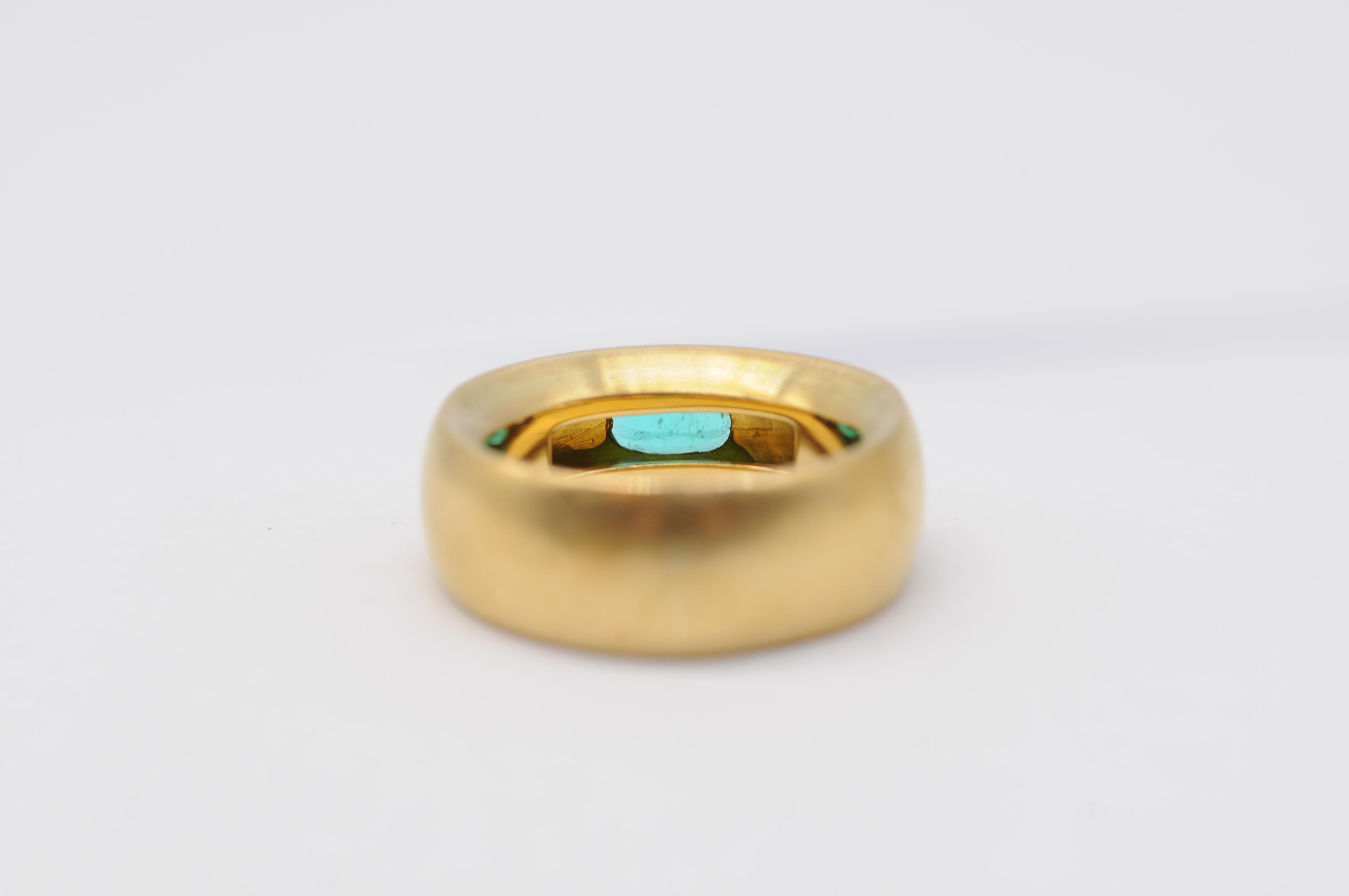 Majestic noble Emerald gold ring with diamonds in 21k Gold (900er) For Sale 11