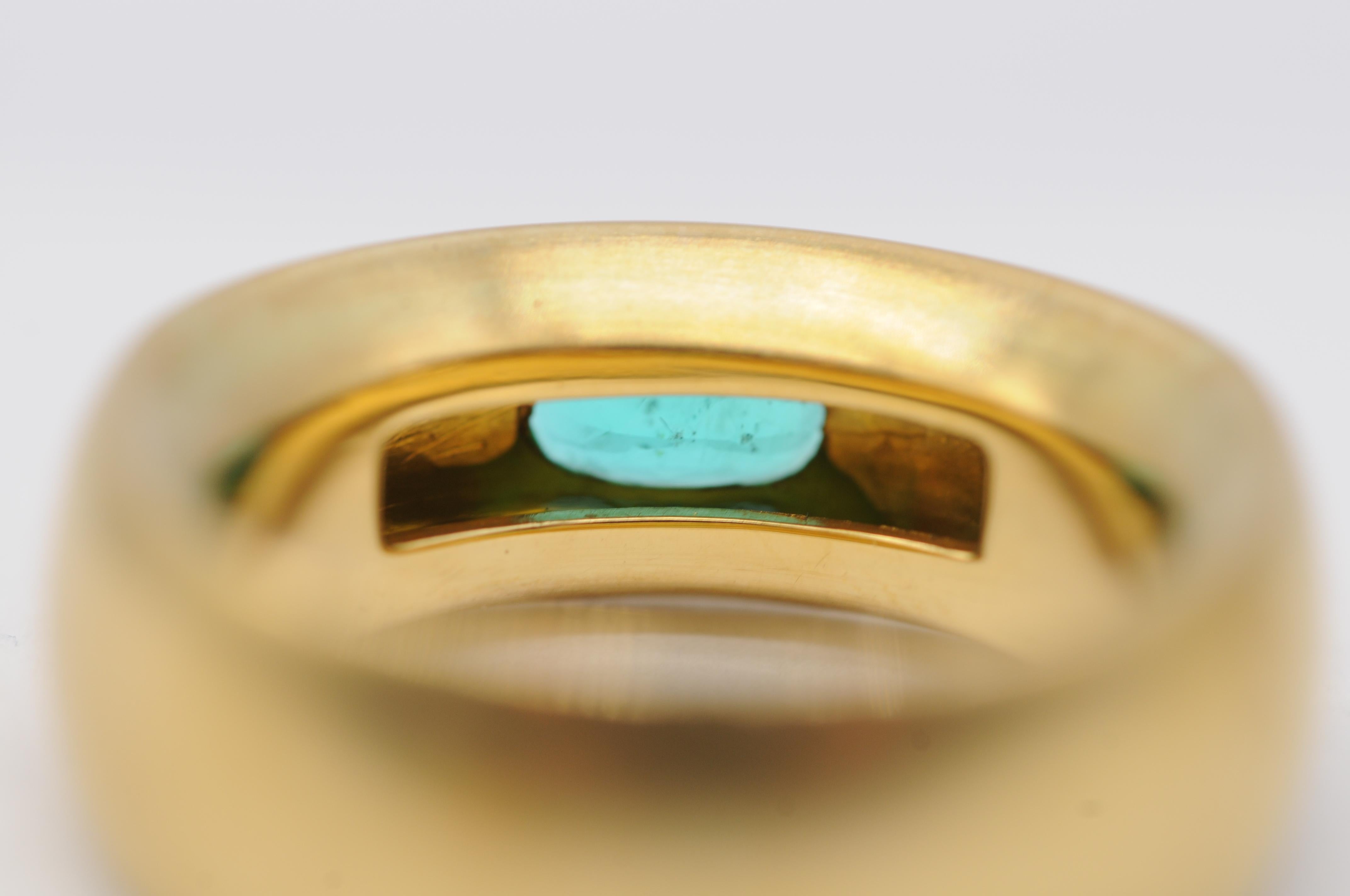 Majestic noble Emerald gold ring with diamonds in 21k Gold (900er) For Sale 12