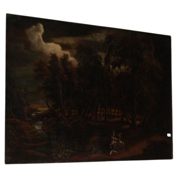 Majestueuse huile sur toile représentant un italien des années 1700 en vente