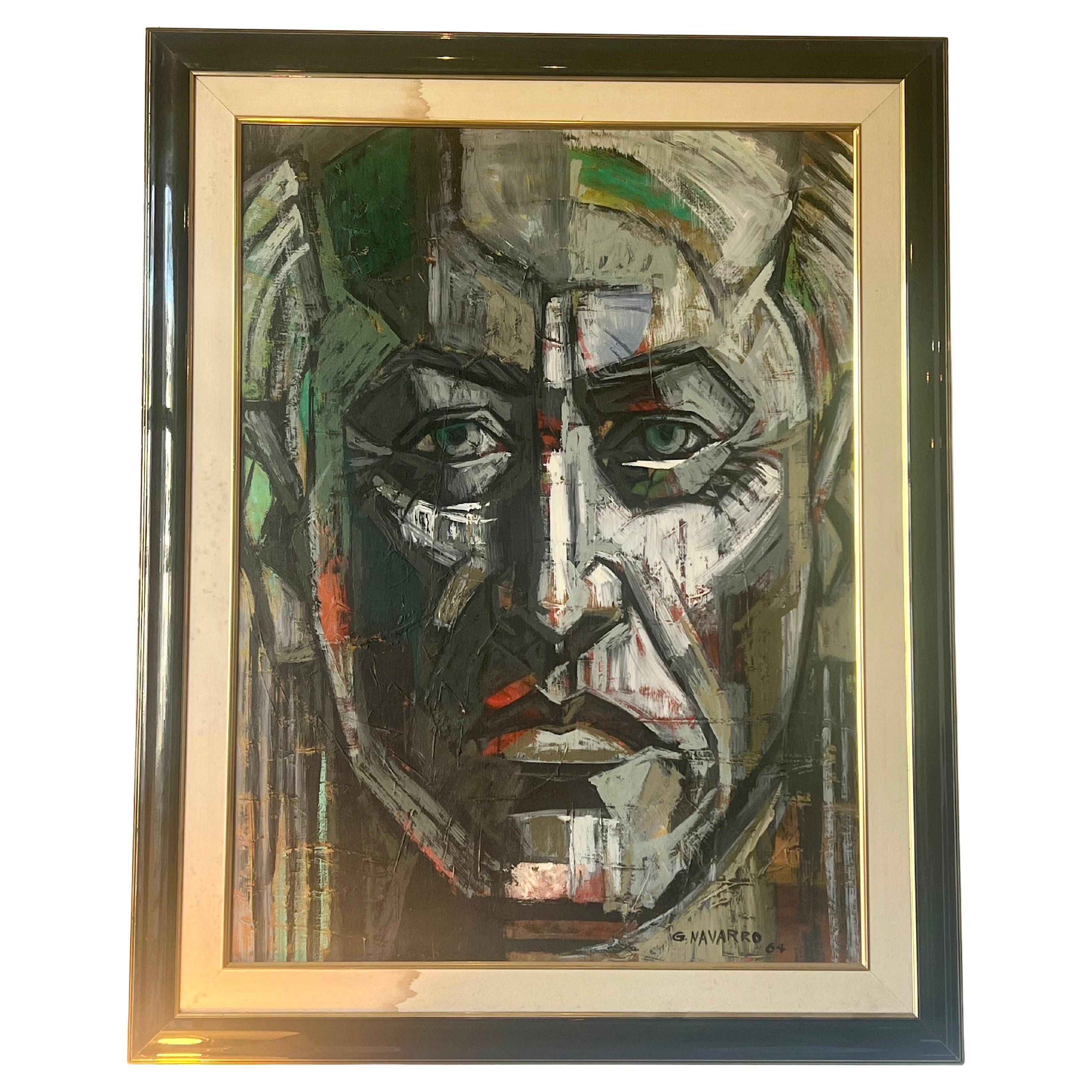 Majestic Large Öl auf Leinwand von Künstler G Navarro , 1964 schönen Rahmen mit einem leichten Fleck auf der Matte wie gezeigt.