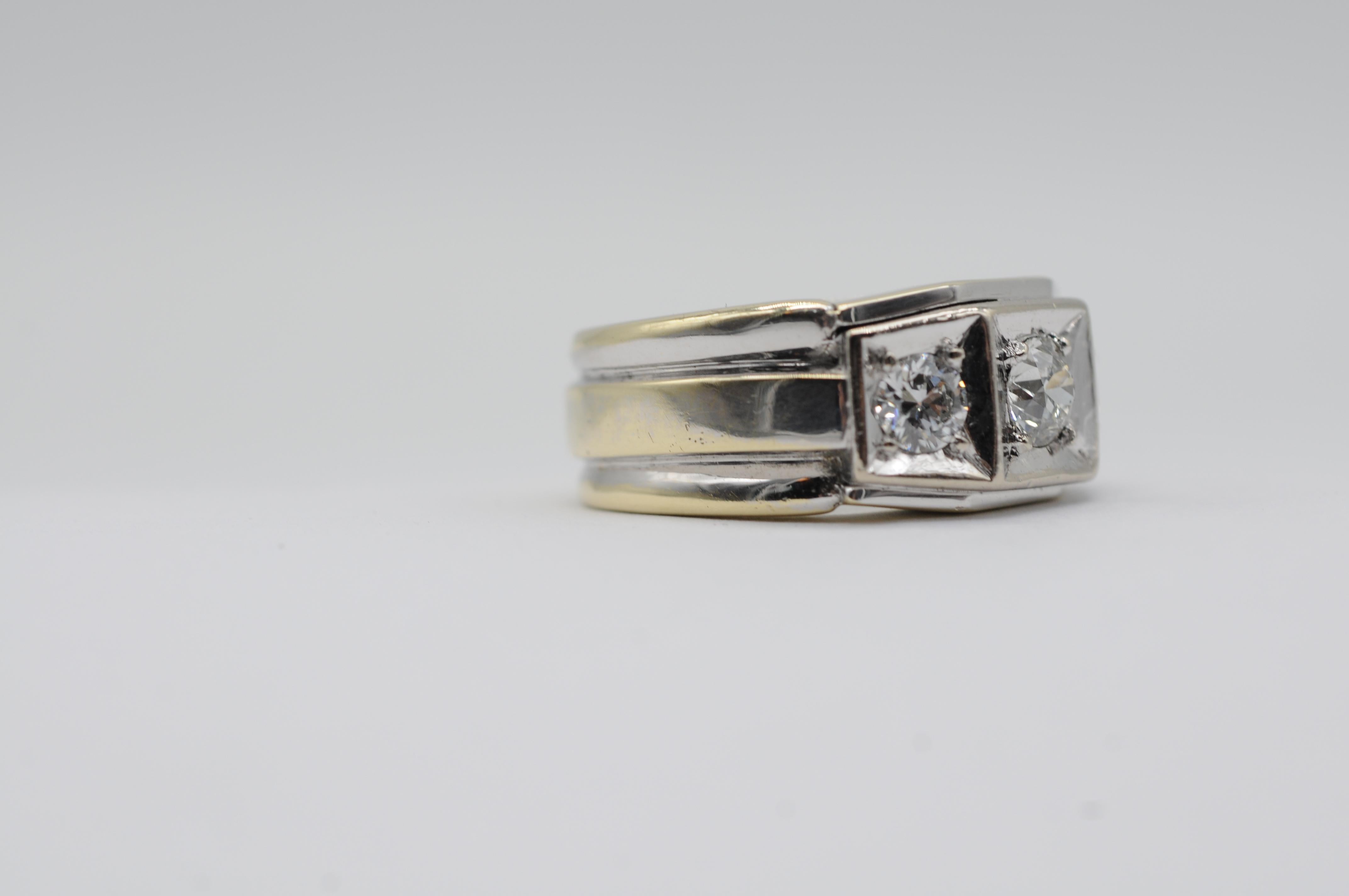 Majestätischer alter Ring mit 3 Diamanten im alteuropäischen Schliff 5