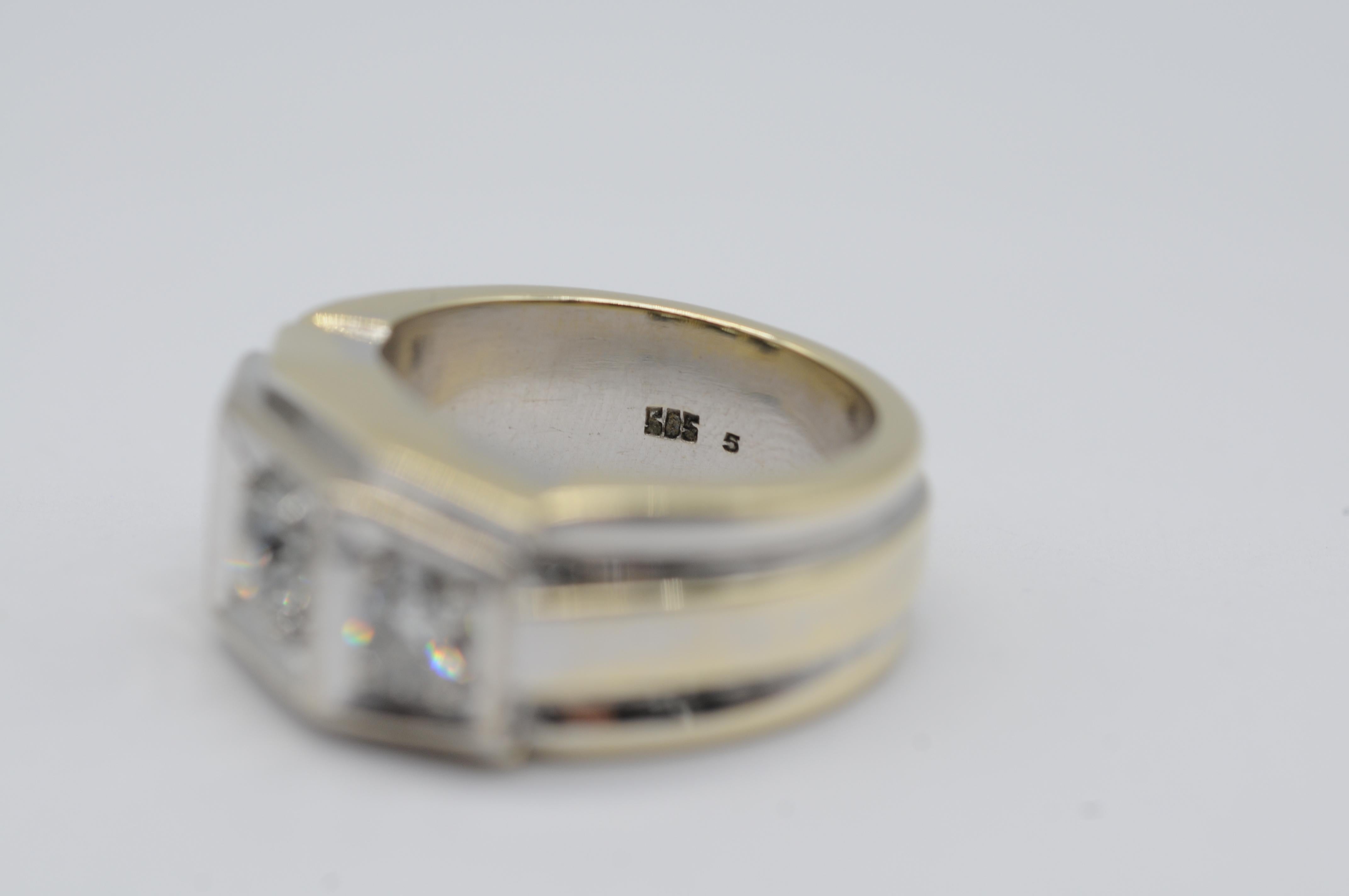 Majestätischer alter Ring mit 3 Diamanten im alteuropäischen Schliff 7