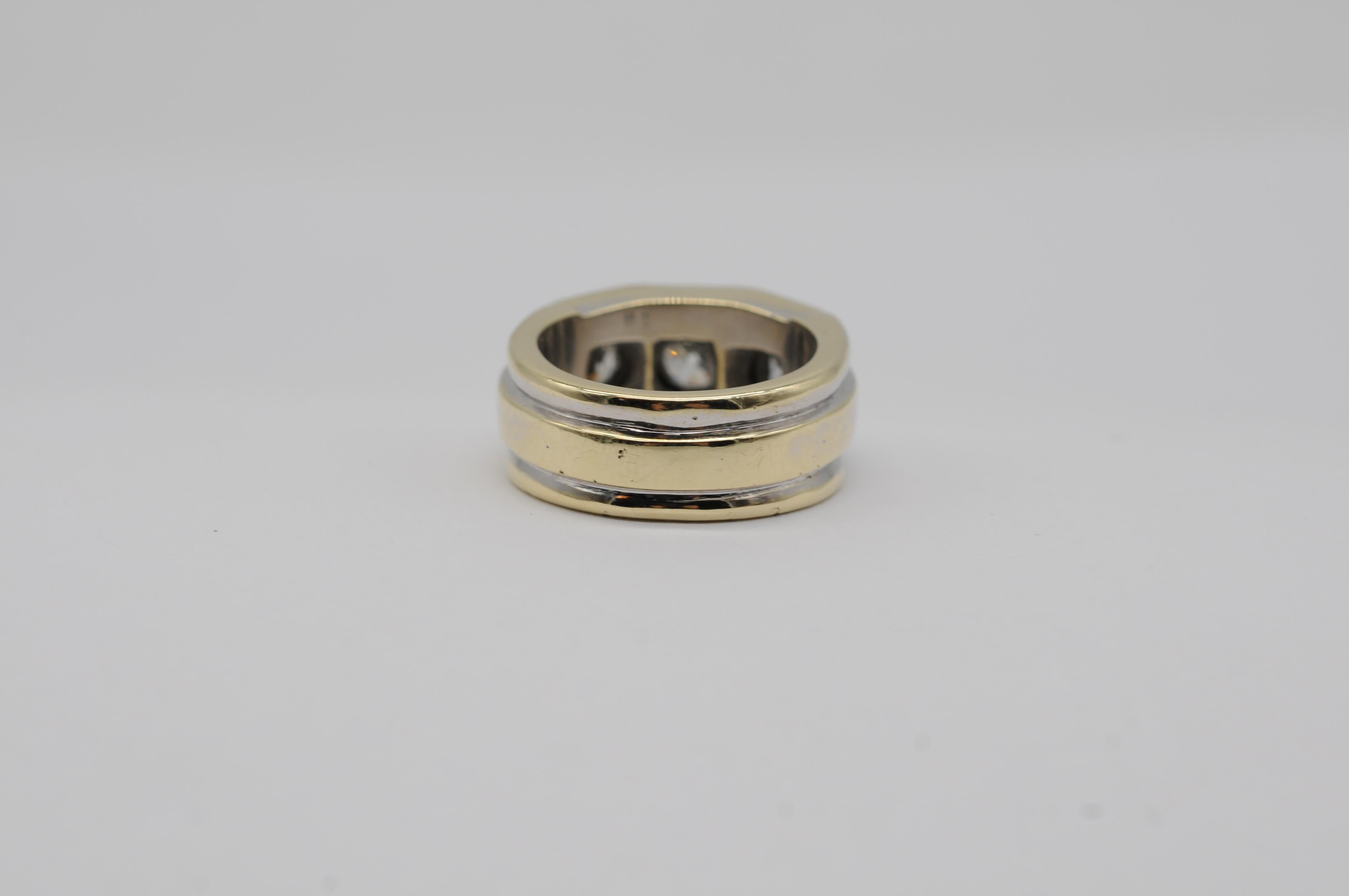 Majestätischer alter Ring mit 3 Diamanten im alteuropäischen Schliff 8