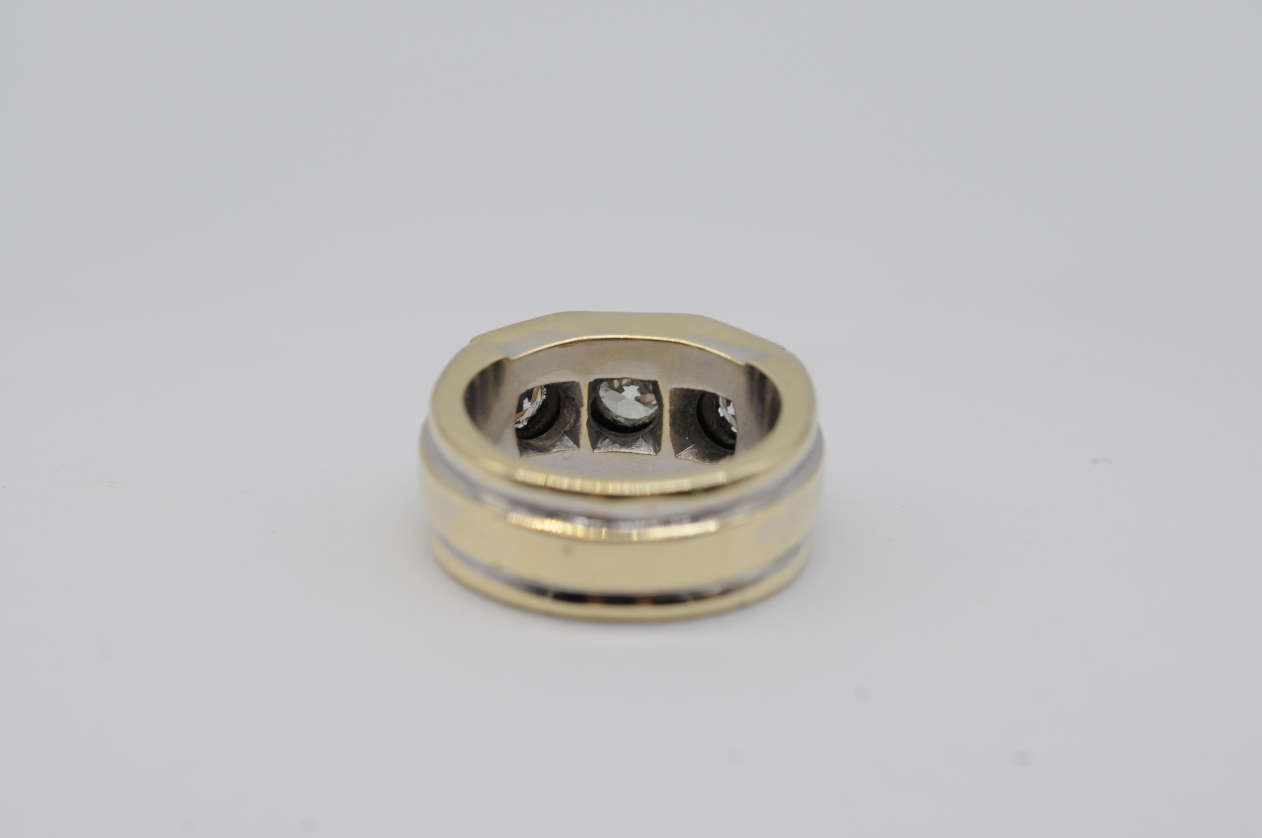 Majestätischer alter Ring mit 3 Diamanten im alteuropäischen Schliff 9
