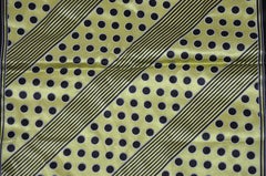 Majestic Olive Green & Black Polka Dots and Stripes Silk Handkerchief