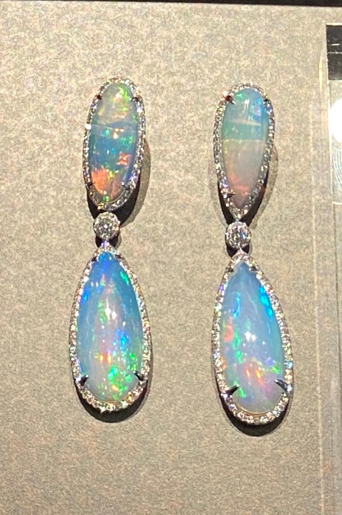 Majestic Opal (46.48 ctw)  and Diamond Drop Earrings 'One of a Kind' For Sale 1