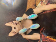 Majestätischer Opal (46.48 ctw)  Einzigartige Tropfenohrringe mit Diamanten