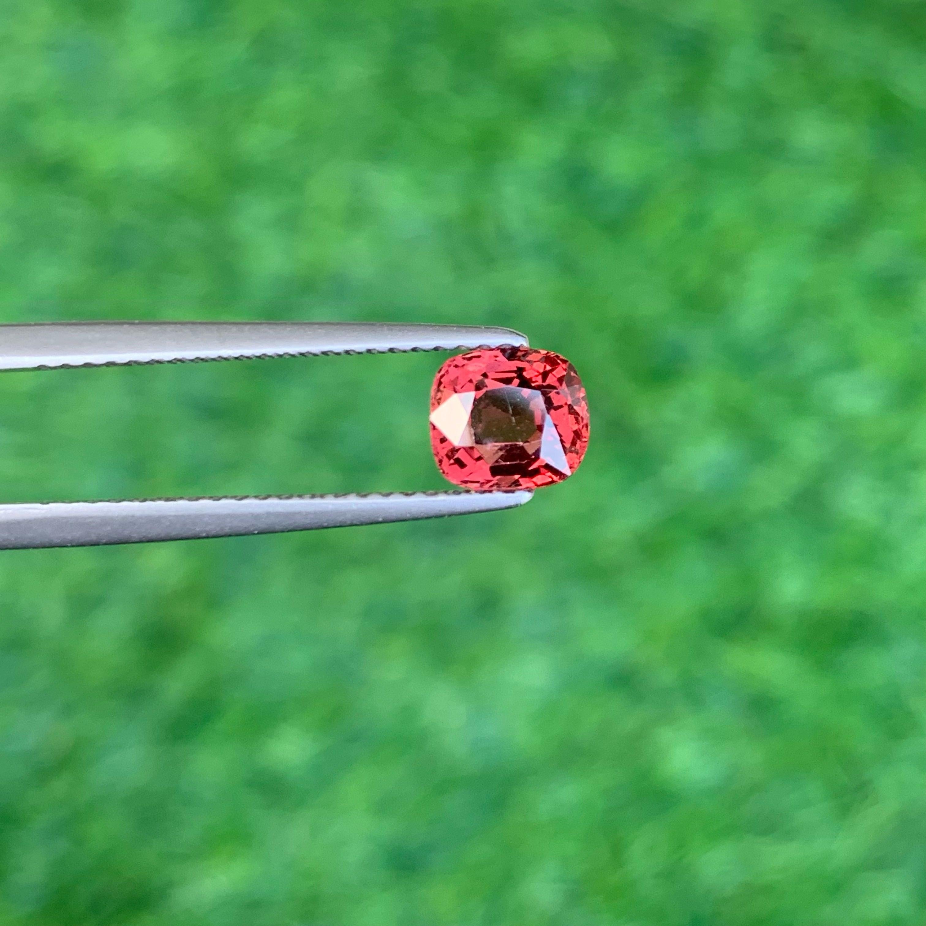 Cushion Cut Majestic Orange Red Spinal Cut Gemstone 1.15 Carats AIG Certified Spinel Stone For Sale