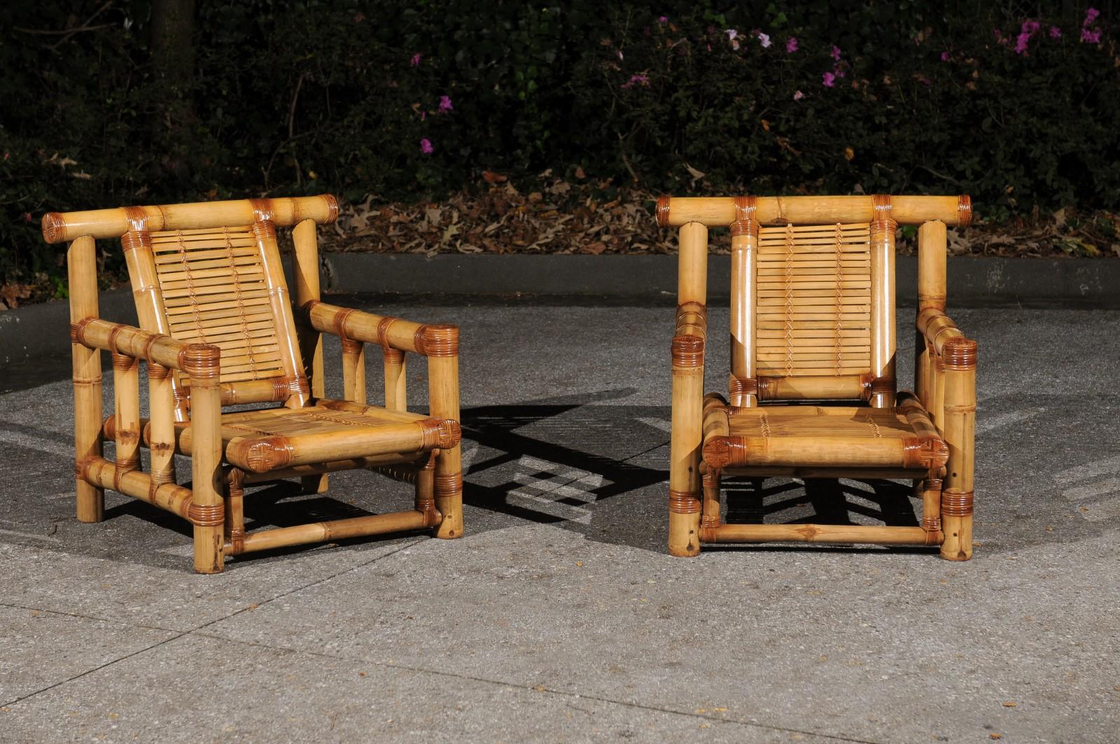 These magnificent lounge chair and ottoman frames are shipped as professionally photographed and described in the listing narrative, meticulously professionally restored and ready for upholstery. These rare seating examples are unique on the market.