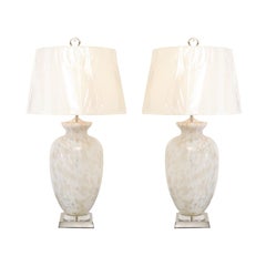 Majestic Pair of Large-Scale Vintage Murano Vessels as Custom Lamps
