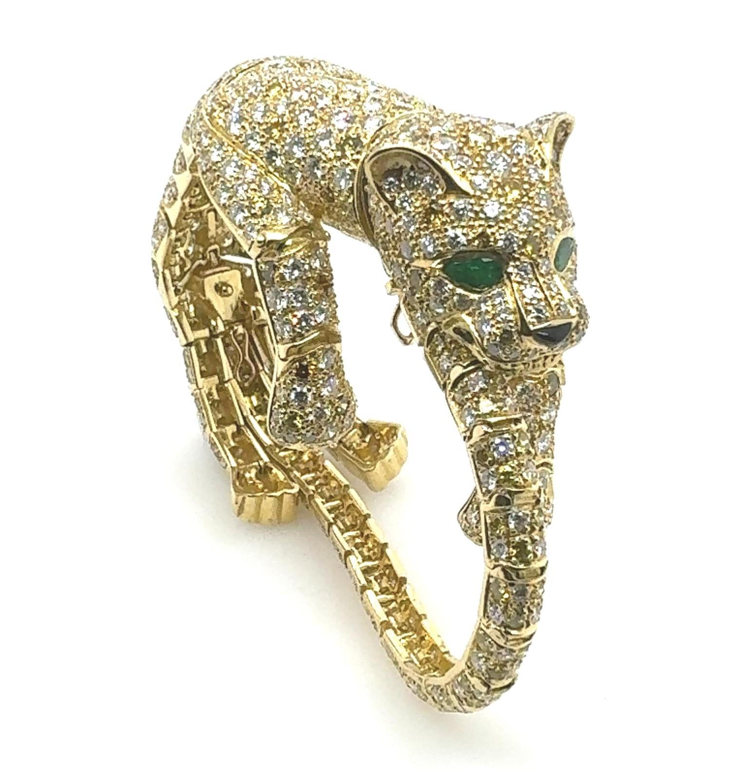 Modern Majestic Panther 35.88 Carat Diamond Bracelet/Brooch For Sale
