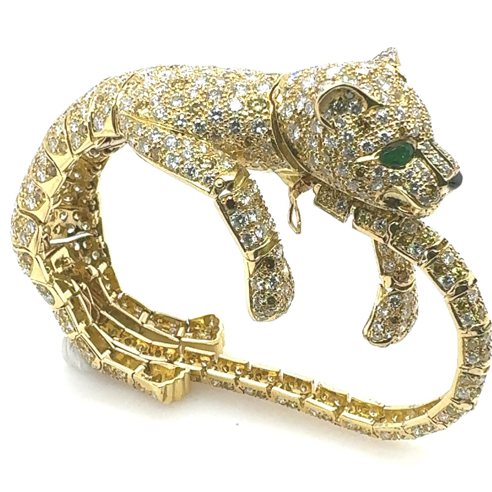 Brilliant Cut Majestic Panther 35.88 Carat Diamond Bracelet/Brooch For Sale