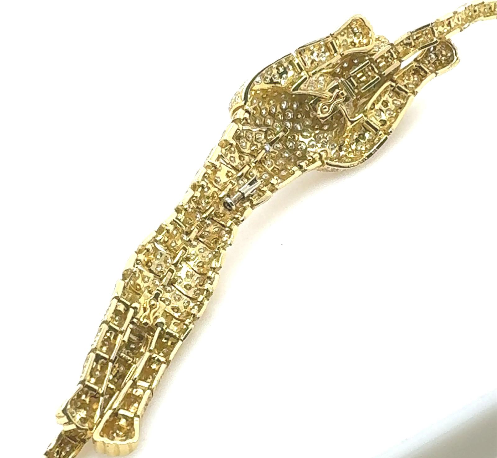 Majestic Panther 35.88 Carat Diamond Bracelet/Brooch For Sale 2