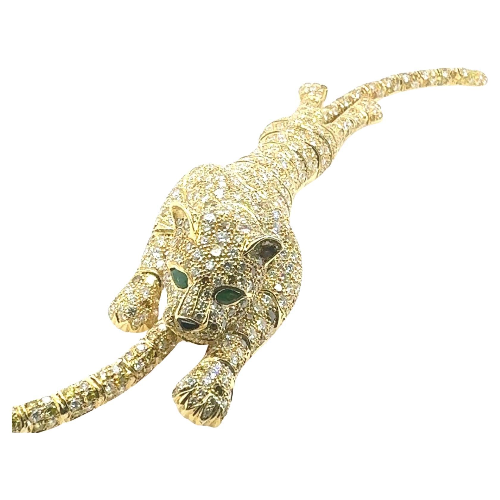 Majestic Panther 35.88 Carat Diamond Bracelet/Brooch For Sale