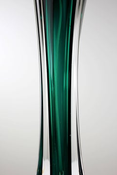 Grüne Kunstglaslampe aus Glas, Paul Kedelv für Flygsfors, 1950er Jahre
