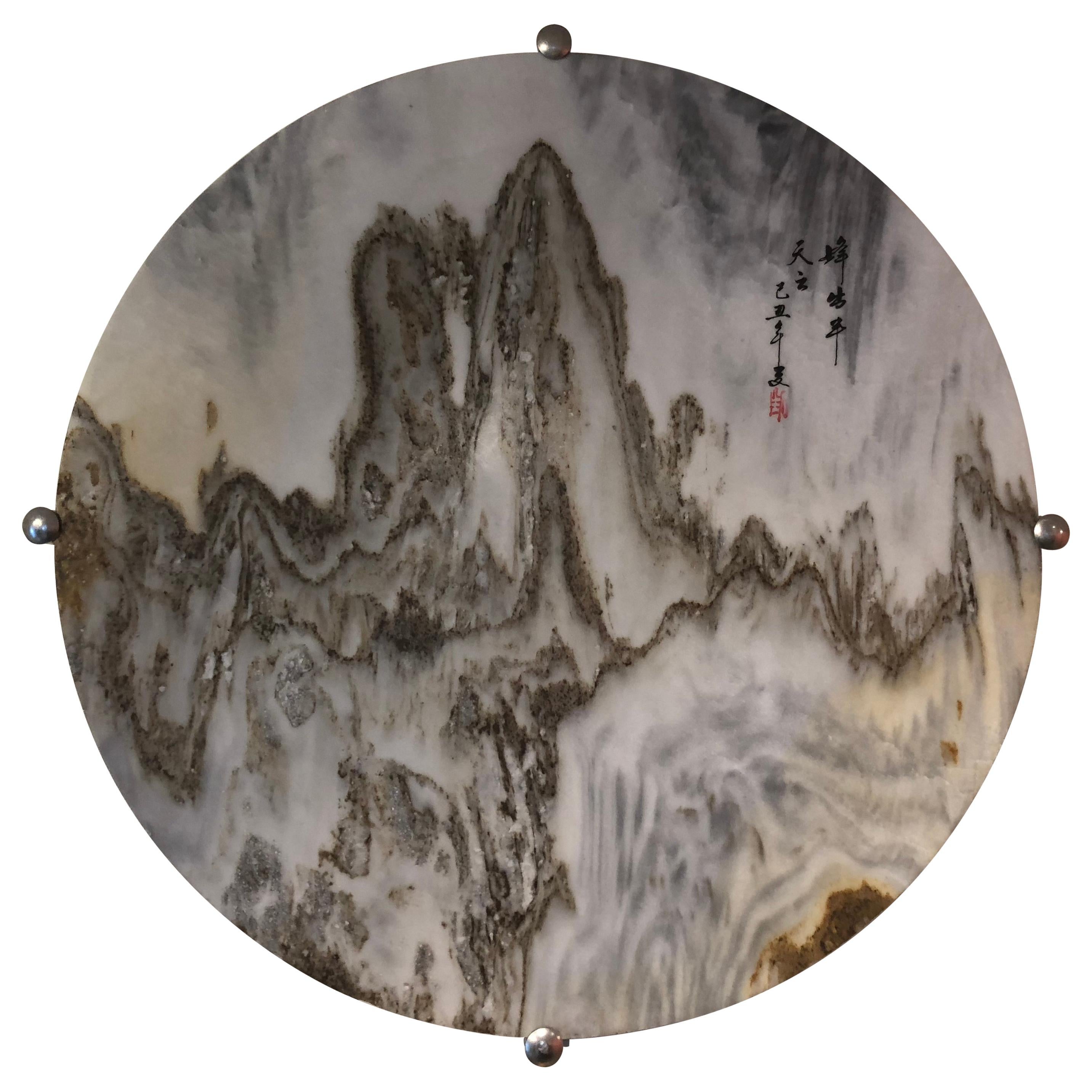 Majestic Peaks, an Extraordinary Natural Stone Painting, One-of-a-Kind