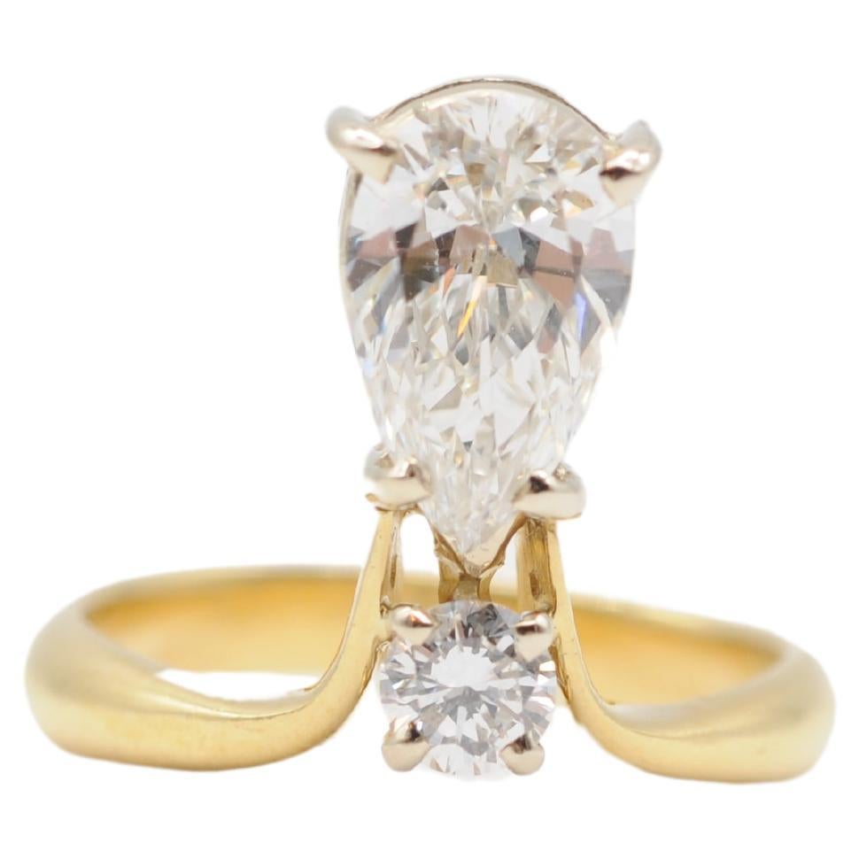Aesthetic Movement Majestic pear cut diamond engagement ring 