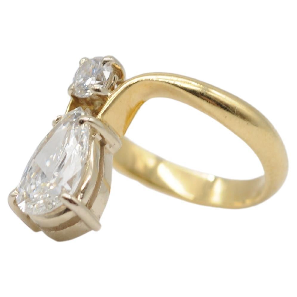 Women's or Men's Majestic pear cut diamond engagement ring 