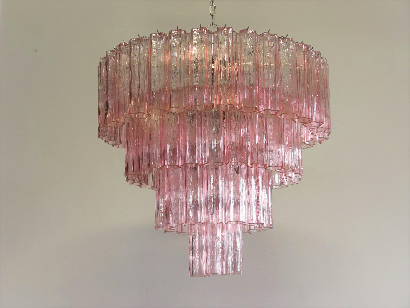 Metal Majestic Pink Murano Chandelier For Sale