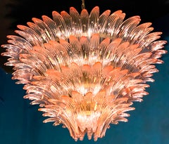 Majestic Pink Murano Palmette Chandelier and  3 Sconces