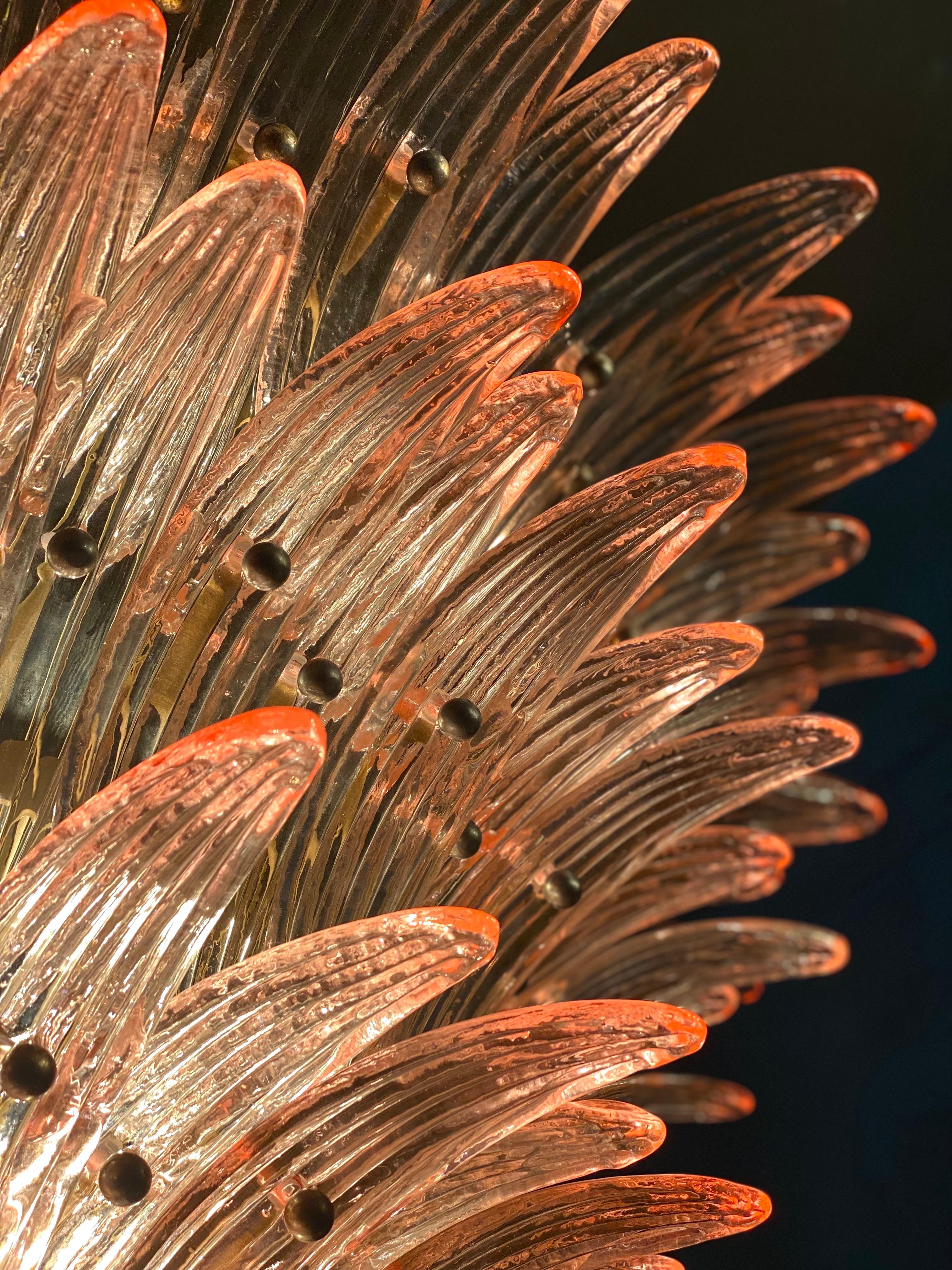 Majestic Pink Murano Palmette Chandelier For Sale 4