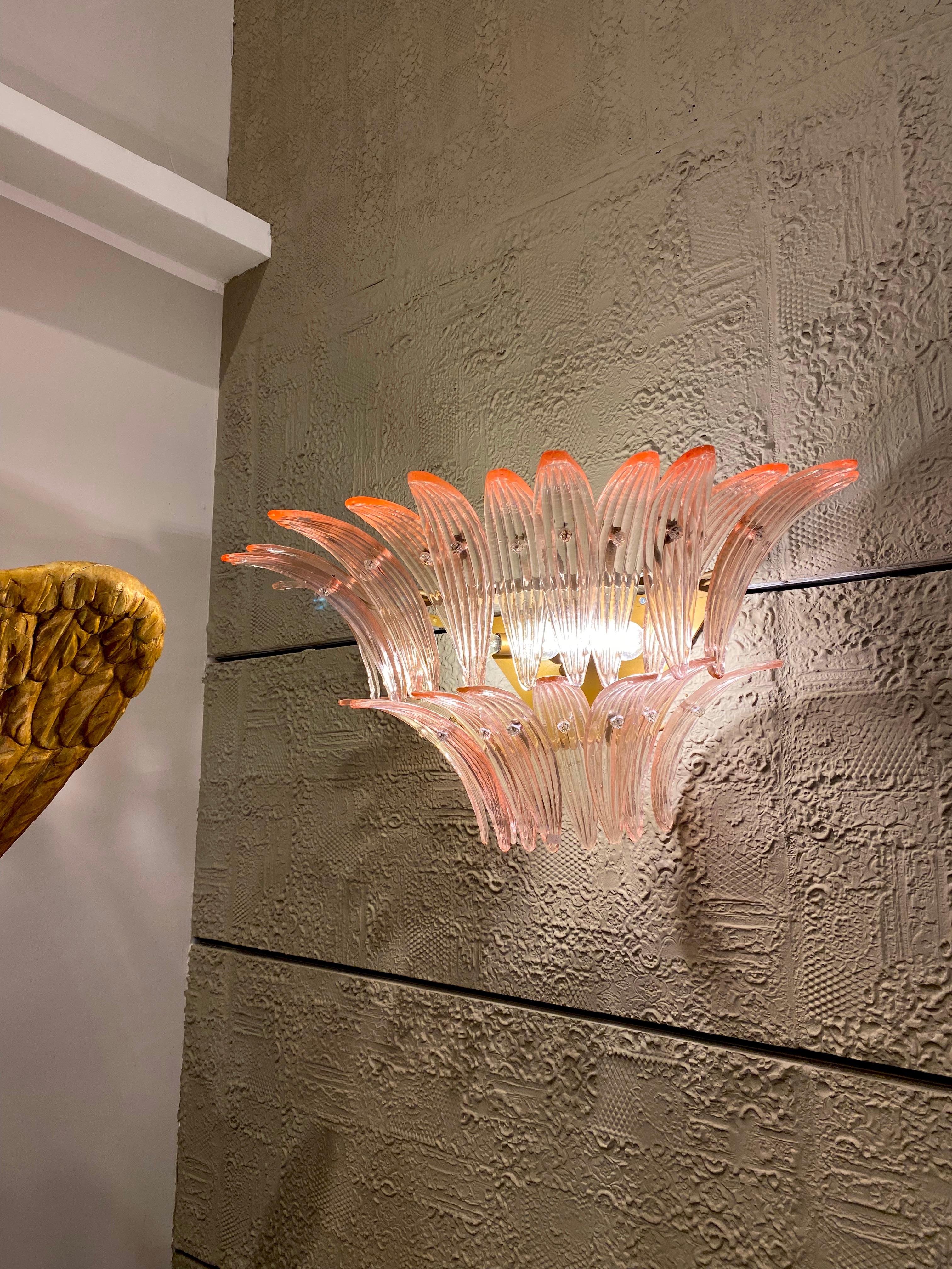 Majestic Pink Murano Palmette Chandelier For Sale 7