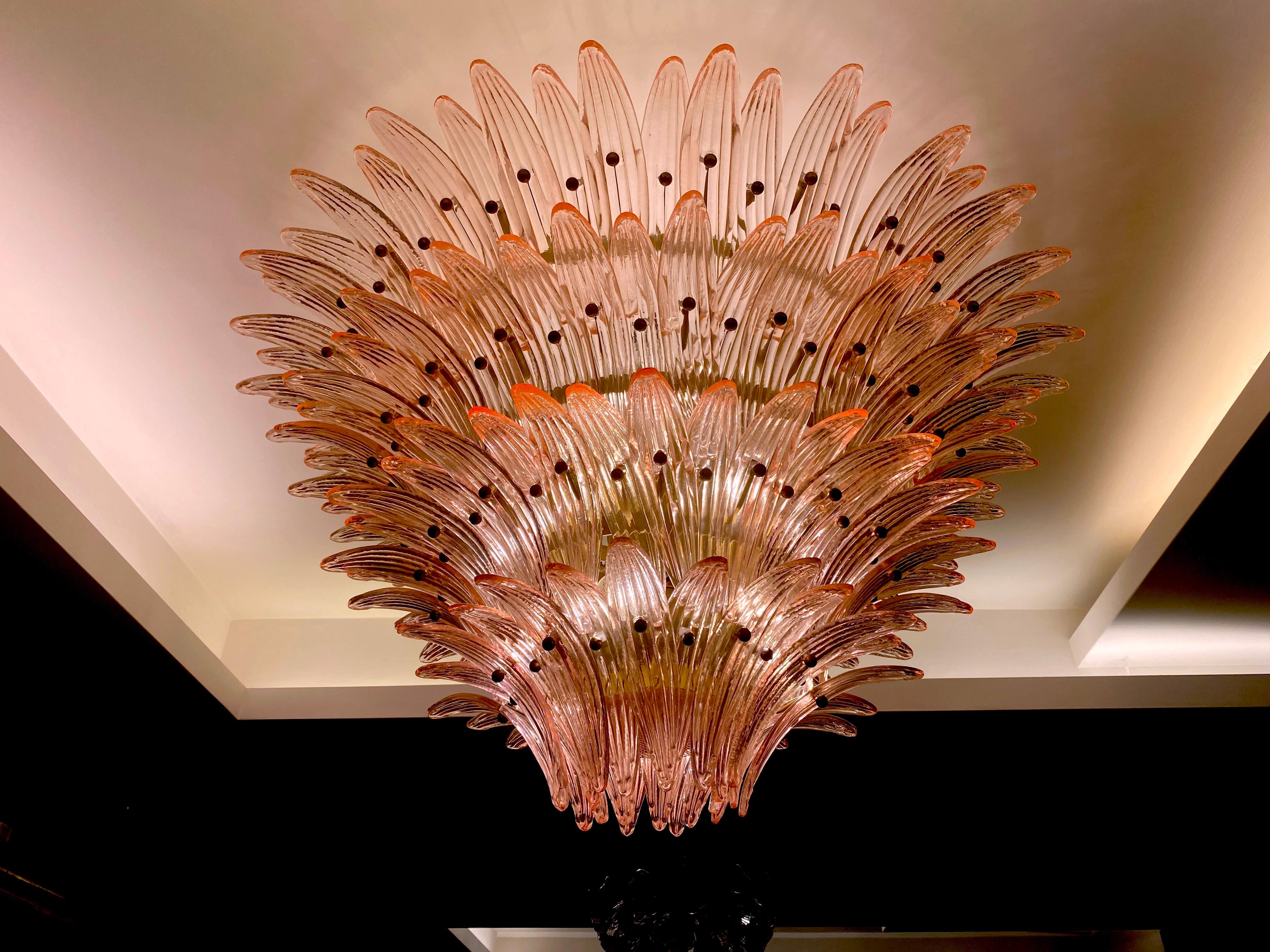 Majestic Pink Murano Palmette Chandelier For Sale 8