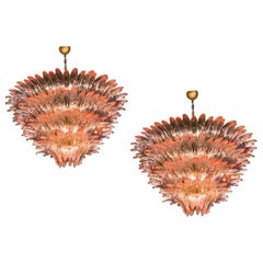 Lampadario Majestic Pink Murano Palmette