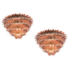 Majestätischer rosa Murano- Palmette-Kronleuchter