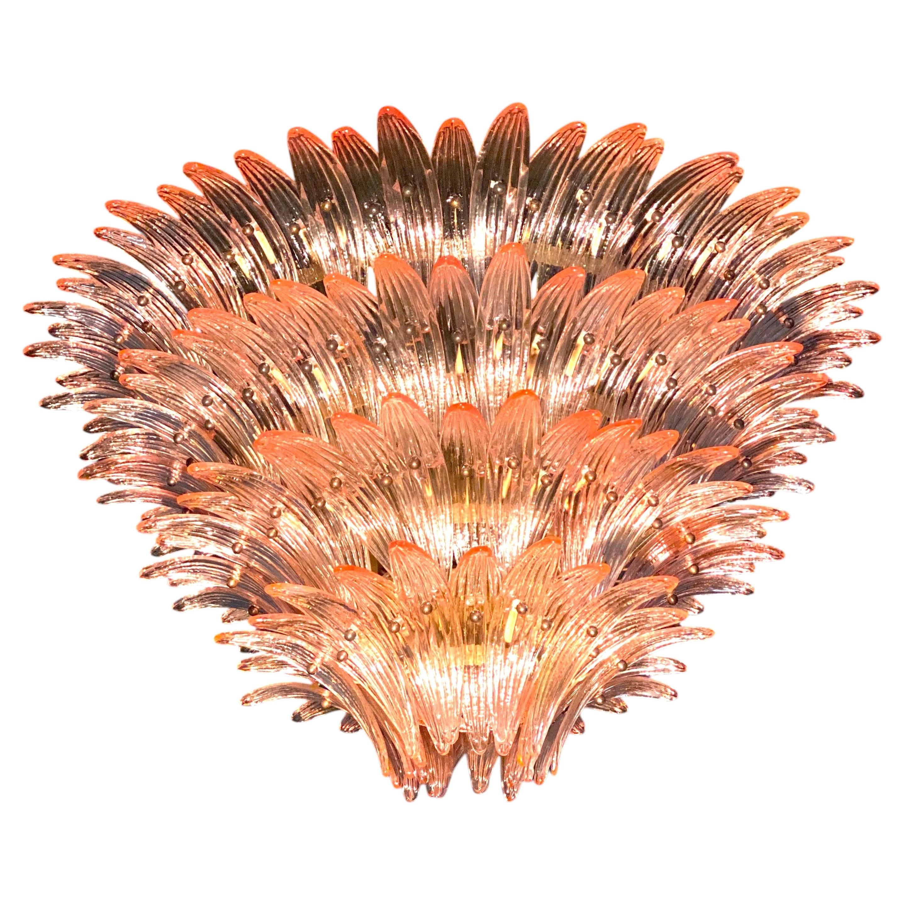 Majestic Pink Murano Palmette Chandelier For Sale