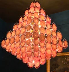 Majestic Pink Purple Murano Glass Discs Chandelier