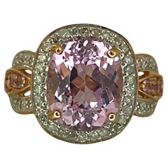 Majestic Pink Sapphire and Diamond Halo Ring in Solid Rose Gold Size 6