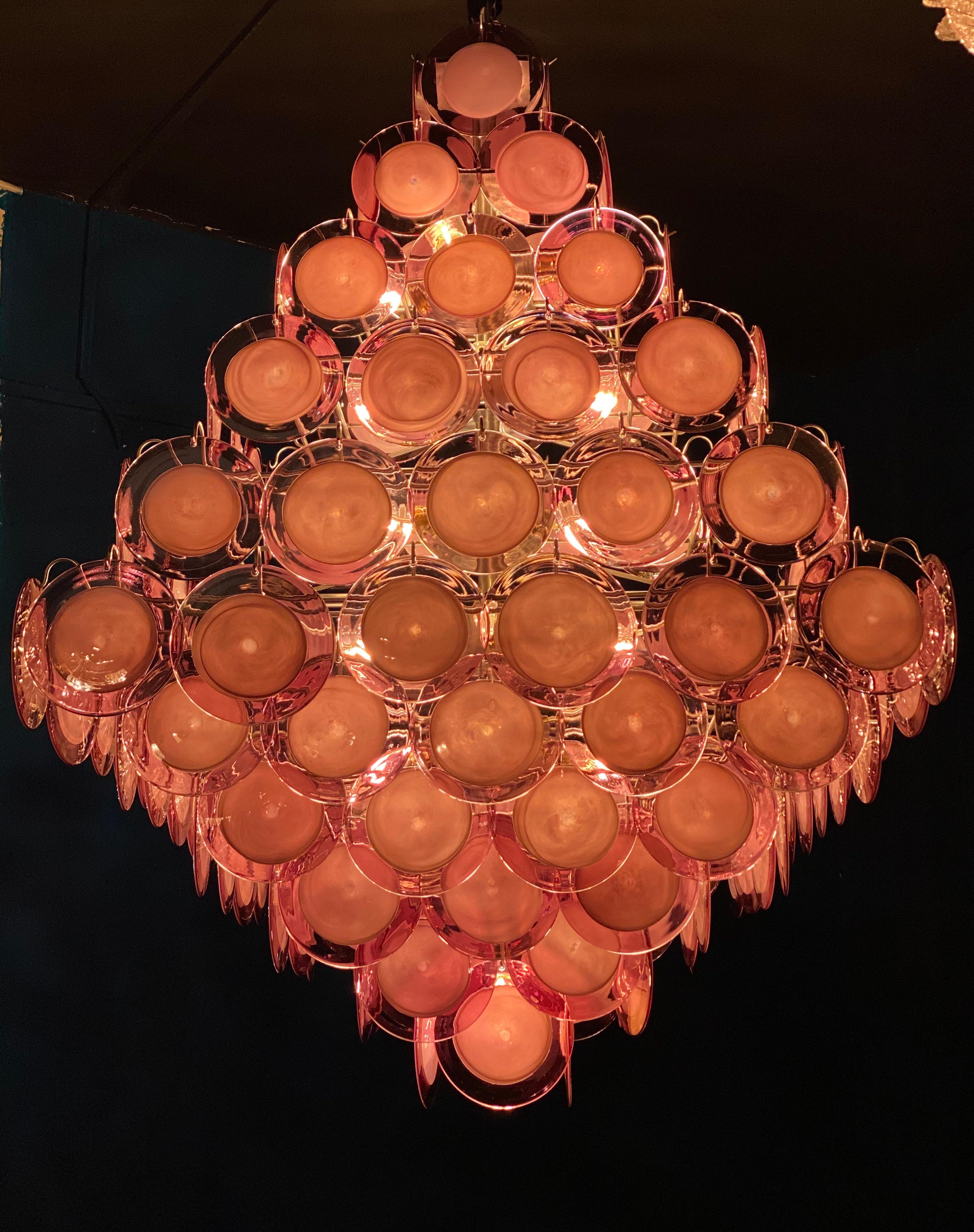 Majestic Purple Murano Glass Discs Chandelier For Sale 4