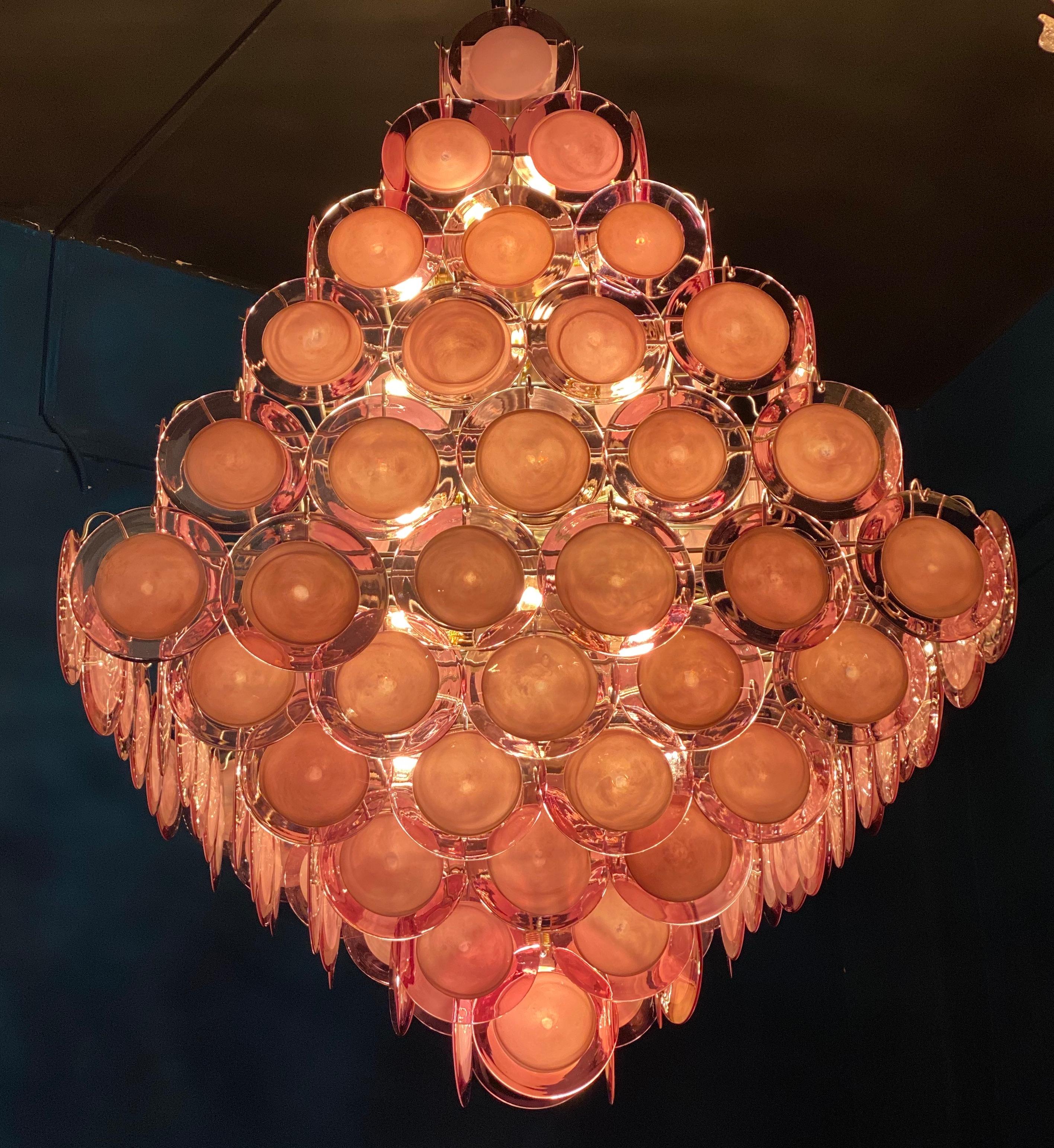 Majestic Purple Murano Glass Discs Chandelier For Sale 6