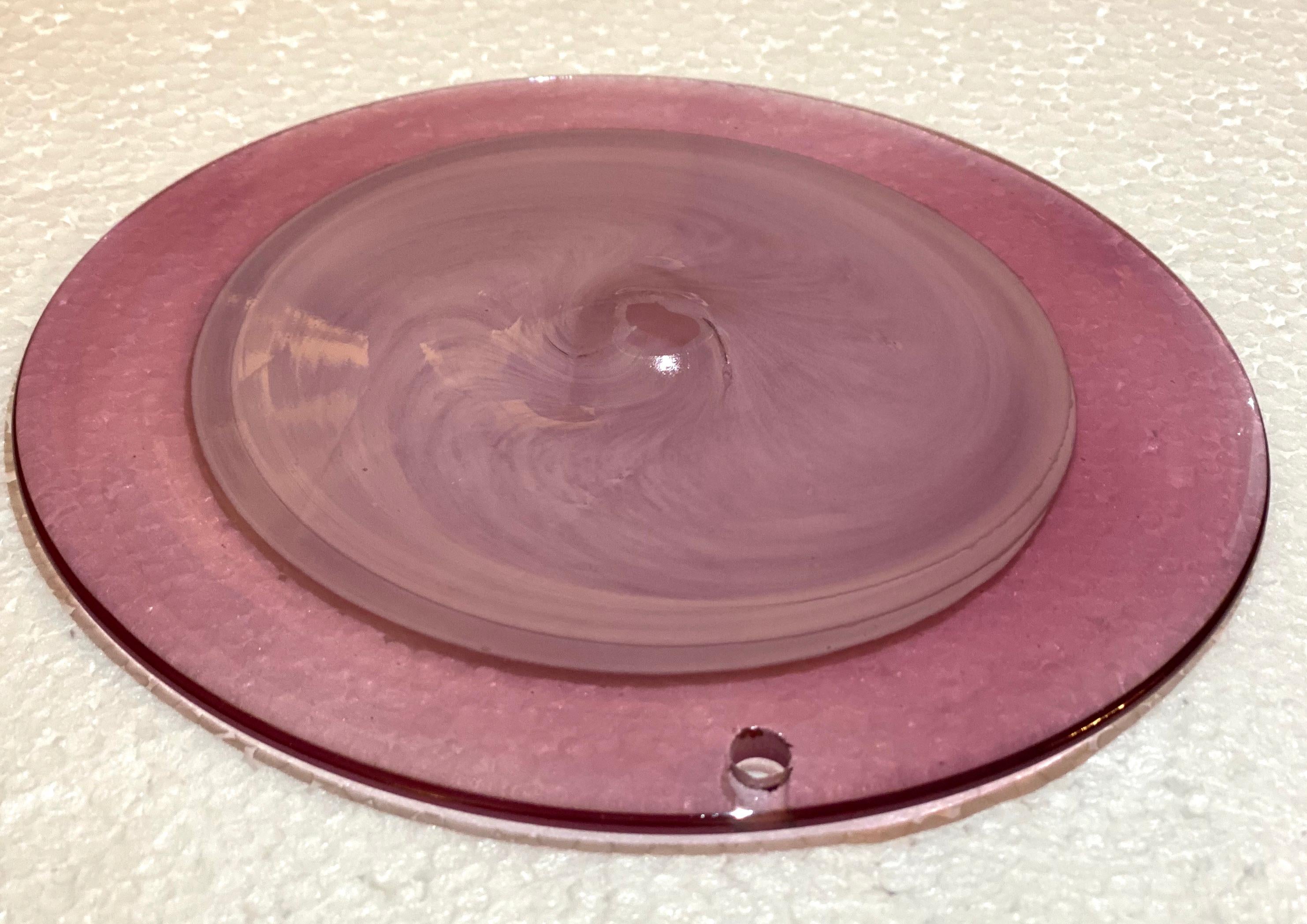 Majestueux lustre à disques en verre de Murano violet en vente 11